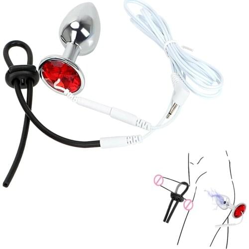 Electro Shock Anal Plug Electric Stimulate Prostate Massage Dildo Butt Plug Penis Extender Cock Ring Sex Toy For Men Masturbator