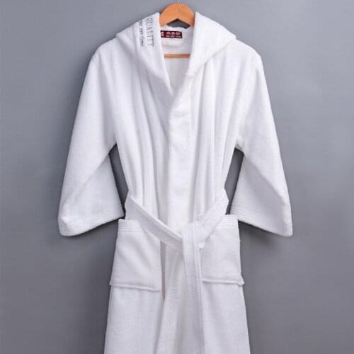 Thick 100%Cotton Bathrobe Hooded Women Home Hotel Bath Robes Female Thick Warm Dressing Gown Womens Wedding Bridesmaid Robe