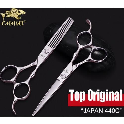 Free Shipping 440c japanese steel 6.0 Inch Hairdressing Scissors Professional Cutting Thinning Set Barber Scissors Salon Shears