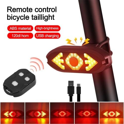 USB LED Bike Rear Light Wireless Remote Control Bicycle Taillight Turning Signal Cycling Bike Lamp with Warning Horn
