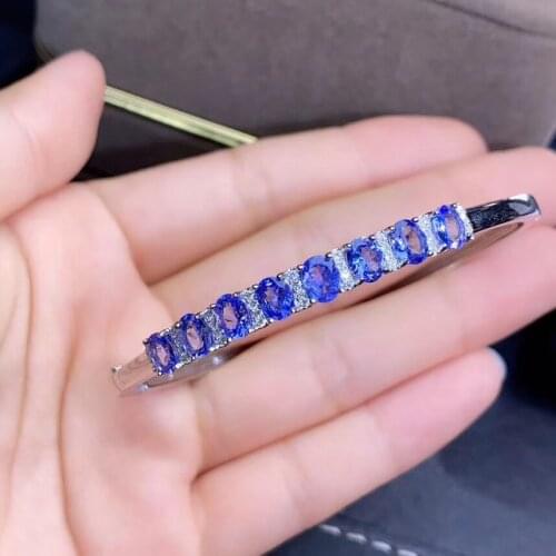 Tanzanite bangle Free shipping Natural real TanzaniteBracelet For men or women 925 sterling silver bangle