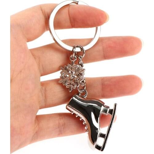 1PC Silver Color Ice Skates Snowflake Pendant Key Ring Skating Key Chain Keychain Jewelry Accessories For Winter Xmas Party Gift