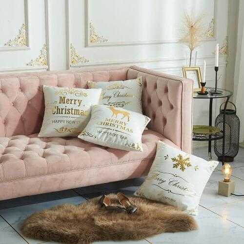 New Gold Pillow Case 45x45cm White Golden Painted Pillowcase Decorative Christmas Cushion Cover For Sofa Case Pillows 4 styles