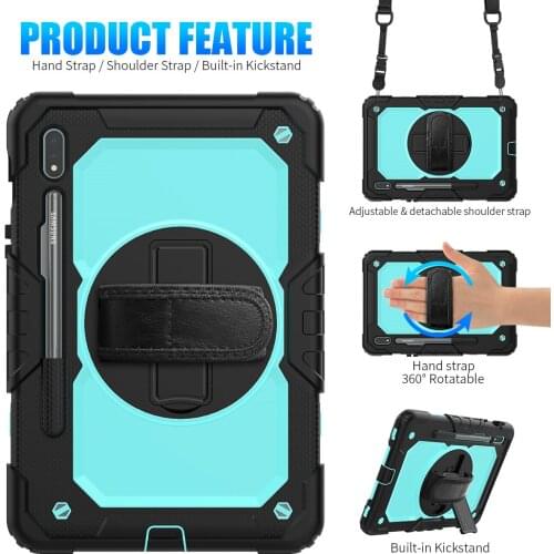 Case For Samsung Galaxy Tab S7 11 inch Heavy Duty Armor with Shoulder Strap Kids Hybrid Shockproof Stand Cover for SM-T870 T875