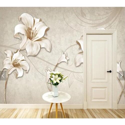 Custom floral wallpaper, vintage lilies murals for living room bedroom sofa TV background home decor wallpaper