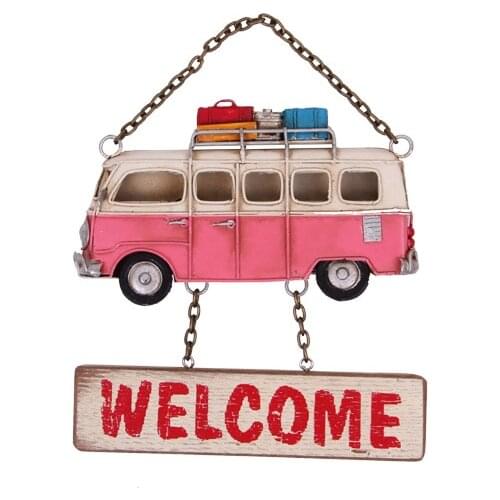 Decorative Metal Door Lettering Pink Minibus- Cafe, Restaurant, Hotel - Door Lettering - Gift, Trinket, vintage Quality Metal