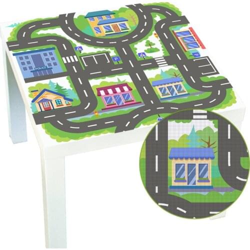 Childrens Fun Game City Traffic Table Sticker Waterproof Adhesive Tabletop Cover Film For Kids Home Decor PVC Desktop Stickers