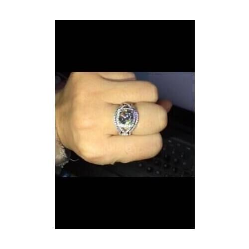 DR014 Luxury 3 Carat Cushion Cut Rings Sets Best Quality NSCD Synthetic Gem 3PC ring sets