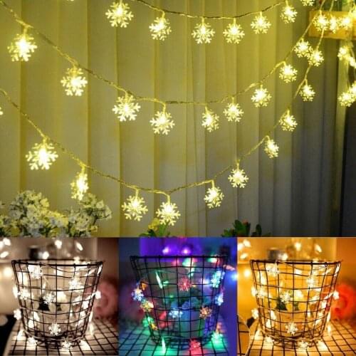 2M 20 LED Snowflakes String Light Christmas Decor for Home Hanging Garland Christmas Tree Decor Ornament Xmas Gift New Year