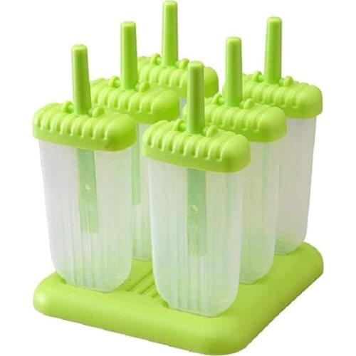 HOT SALE 6 Grids Silicone Summer Ice Cream Maker Molds DIY Ice Cream Tubs Maker Mould Tray with Stand Kitchen Tools