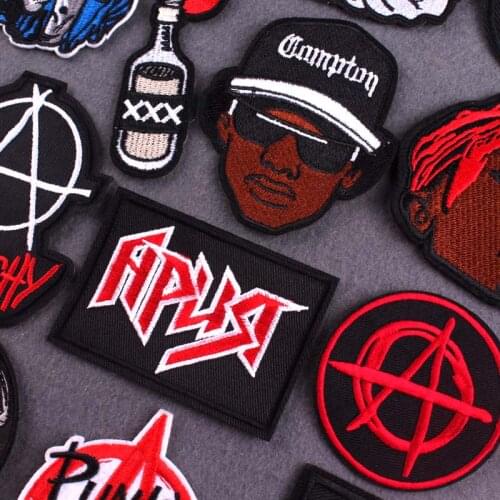 Hippie Rock Patches On Clothes Music Band Patch Iron On Patches For Clothing Stripes Patch Punk Badge Sticker Appliques DIY