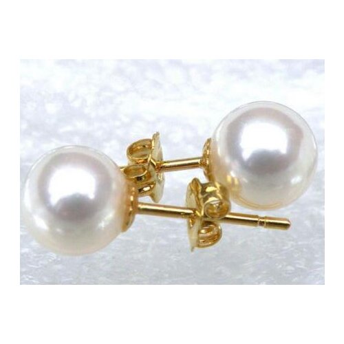 Hot Sellnoble jewelry new round AAA + 8-9mm South Seas white pearl earrings with 14 k