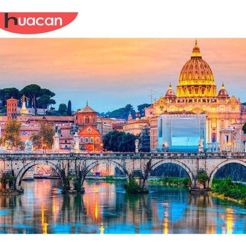 HUACAN Painting By Number City Landscape For Adults Picture By Numbers Bridge Paint On Canvas DIY Frame Home Decoration