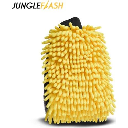 JUNGLEFLASH Car Wash Glove Coral Mitt Soft Anti-scratch for Car Wash Multifunction Thick Cleaning Glove Car Wax Detailing Brush