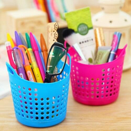 Colorful Durable Trash Can Flexible Plastic Stationery Storage Basket Dorm High Quality Laundry Closet Organizer Bins