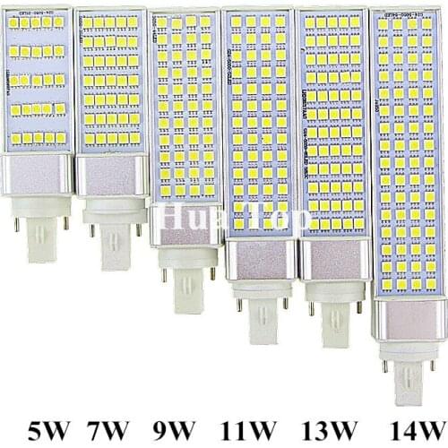 Lampada LED Bulbs 5W 7W 9W 11W 13W 14W G24 E27 G23 Lamp SMD 5050 Spotlight 180 Degree AC85-265V Horizontal Plug Light CE RoHS