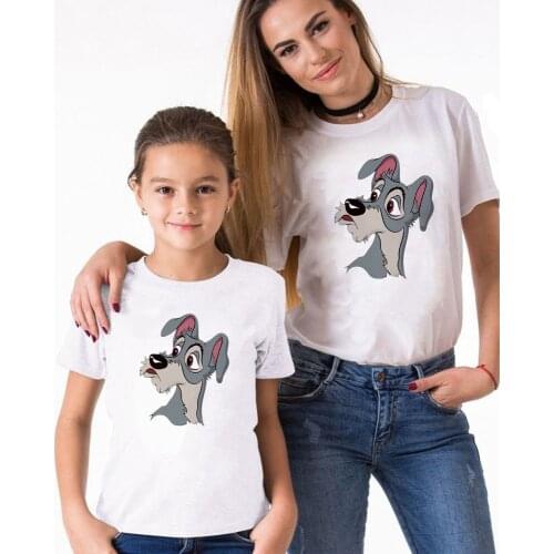 Summer Family Look T-Shirt Mother Daughter Family Matching Clothes Baby T Shirts Lady The Tramp Tops Tee Mommy And Me Outfits