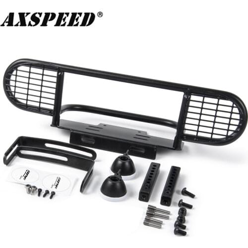 AXSPEED Metal Front Bumper Camel Cup Bumpers Anti-collision Bar with Led Light for TRX4 D90 D110 Defender 1/10 RC Crawler