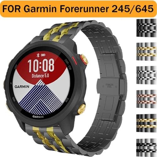Metal Watchband for Garmin Forerunner 645 Watch Luxury Stainless Steel Wist Band Bracelet for Forerunner 245 Music Strap 20/22mm