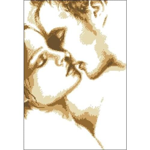 Couple Kissing, Lovers Sewing Kit Top Quality Embroidery Needlework 14CT Unprinted Cross Stitch Kits DIY Handmade Art Home Decor