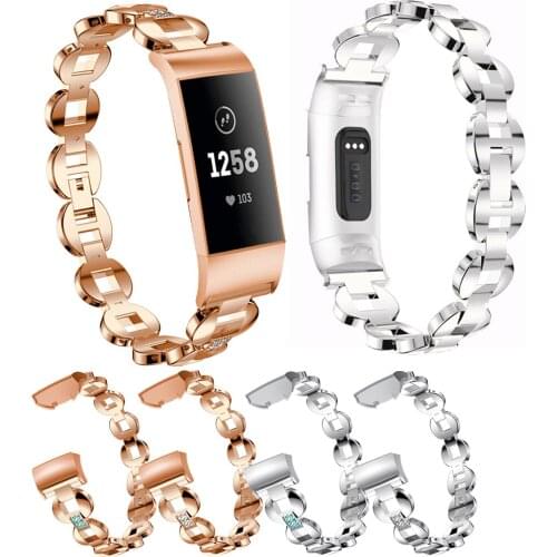New Watch Bands for Fitbit Charge 3 Smart watch Band Stainless Steel Metal Wrist Strap Women Jewelry Bracelet for Charge 3 bands