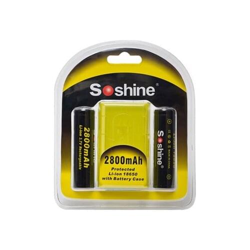 2pcs Soshine Rechargeable 18650 2800 Protected Li-ion Lithium PCB Battery