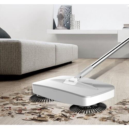 Stainless Steel Sweeping Machine Hand Push Magic Broom Dustpan 360° Rotatable Handle Lazy Sweeper Household Cleaning Tool + Mop