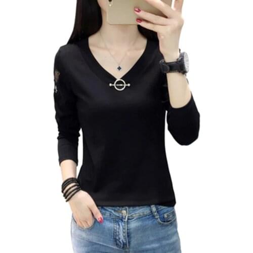 Long sleeve striped t shirt women tshirt fashion tee shirt femme mesh Lace t-shirt women tops autumn camisetas mujer verano 2019