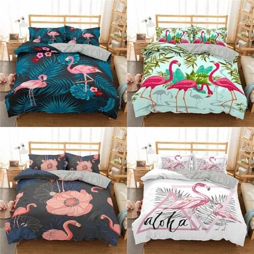 ROMANZO 2/3 Pcs Flamingo Series Duvet Cover Cartoon King Queen Single Bedding Sets Bed Set Quilt Comforter Covers