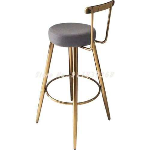 Luxury Front Desk Chair Stainless Steel Modern Simple Bar Chair Bar Desk Chair Family Bar Chair Hotel High Chair Bar Stool