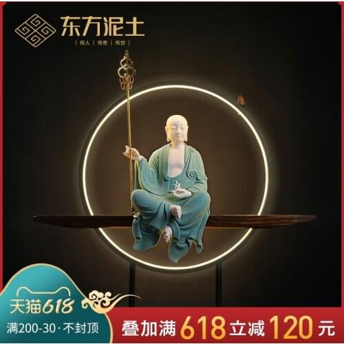 "earth treasure" zen lamp circle furnishing articles ceramic sculpture of Buddha sitting room adornment arts and crafts