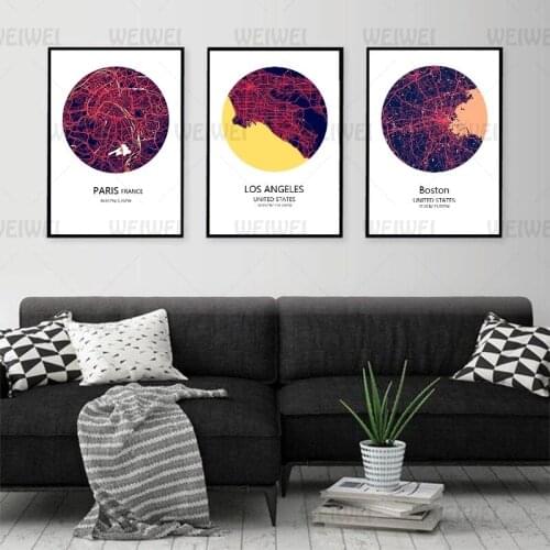 Modern World City Map Canvas Painting Wall Art Vintage Posters and Prints Nordic Pictures On The Wall Decor for Living Home Room
