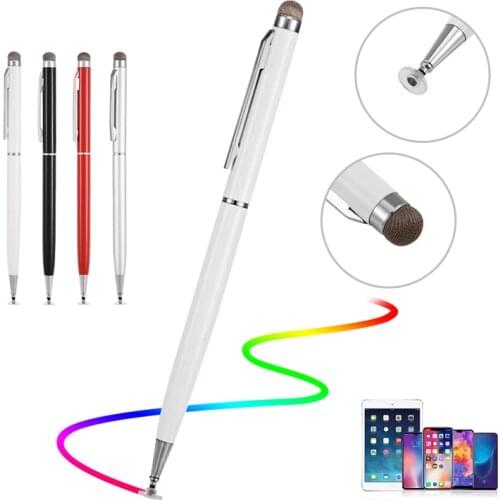 2In1 Metal Hook Stylus Pen For Smartphone Tablet Thick Thin Drawing Capacitive Pencil Universal Android Mobile Screen Touch Pens