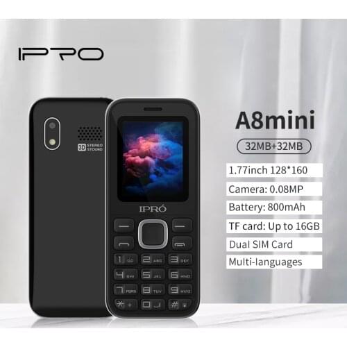 Telefone IPRO A8 mini 1.77 inch Cellphone Dual SIM Card Mini Bar Feature Mobile Phone 800mAh Mobile Phone