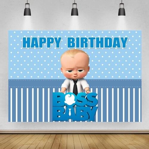 Blue Theme Baby Boy Boss Photography Backdrop Baby Shower 1st Birthday Party Backdrop For Photo Studio Vinyl Photocall