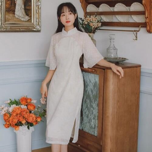 Vintage Improved Cheongsam Dress Women Summer 2021 Modern Fashion Girl Fashion Chic Retro Printed Qipao Vestido de mujer