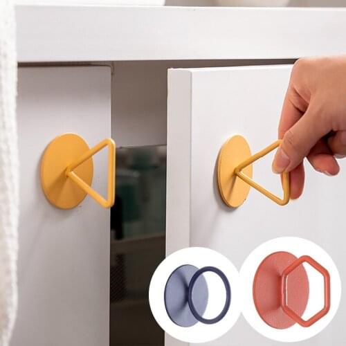 Door Window Auxiliary Handle Cabinet Door Drawer Glass Paste-Type Handle Simple Punch-Free Sliding Round Triangle Door Handle