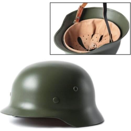 Green WW2 German Elite WH Army M35 M1935 Steel Helmet Stahlhelm Retro Durable