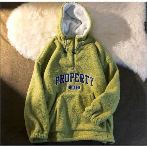 NiceMix Autumn Winter Loose Women Hoodies Preppy Style Zip Up Sweatshirt Casual Hooded Velvet Pullover Female Clothes