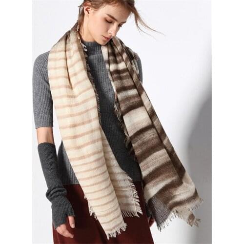 New arrival 100%lambswool women fashion striped scarfs shawl pashmina 125x150cm black white 2color