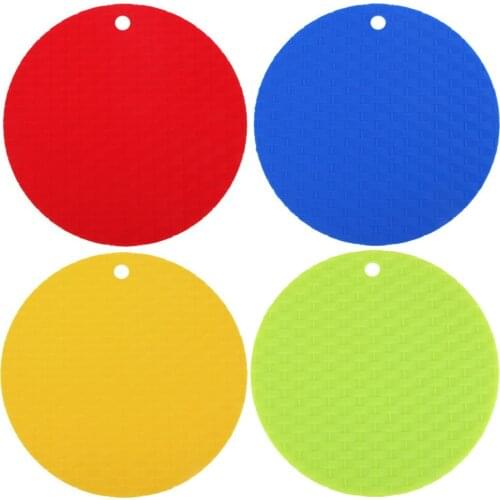 1pcs Colorful Round Non-Slip Heat Resistant Mat Coaster Cushion Placemat Pot Holder Table Silicone Mat Kitchen Accessories