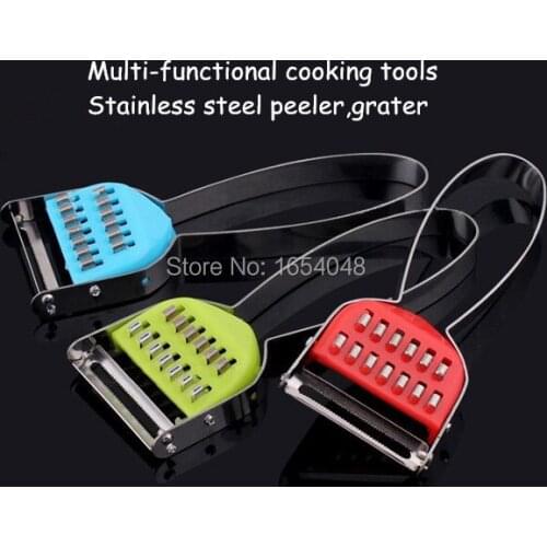 1pc colorful Multi-funtional Fruit Stainless Steel Peeler, Kitchen cooking tools vegetable peelers zesters, 2in1 peeler grater
