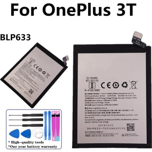 100% Original Battery BLP633 For OnePlus 3T High Quality Phone Battery + Tools