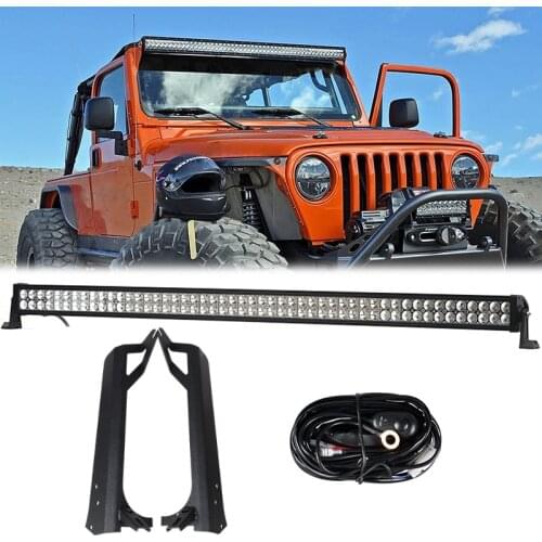 1 x 288W 50 Inch Offroad LED Light Bar + Mounting Bracket + Wiring Harness Switch For Jeep Wrangler TJ 1996-2008 SUV Headlight