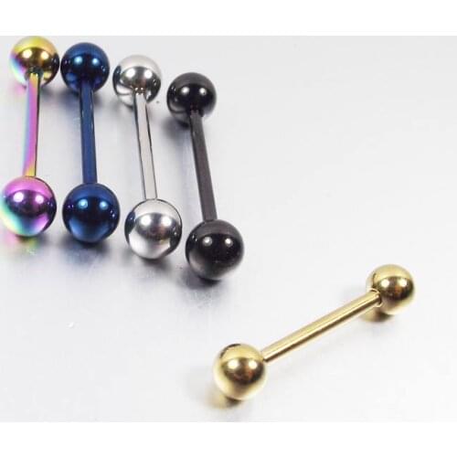 2 Pieces Gold Blue Stainless Steel Sexy Nipple Mamilo Rings Industrial Barbell Body Piercing Jewelry Tongue Ring Women