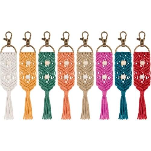 2021 Bag Accessories Tassel Keychain Cotton Rope Woven Handmade Key Ring Bag Tassel Keychain Gifts For Women Pendant Retro