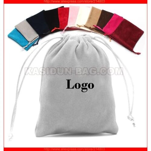 300pcs/lot) personized custom logo velvet gift bag 7x9cm