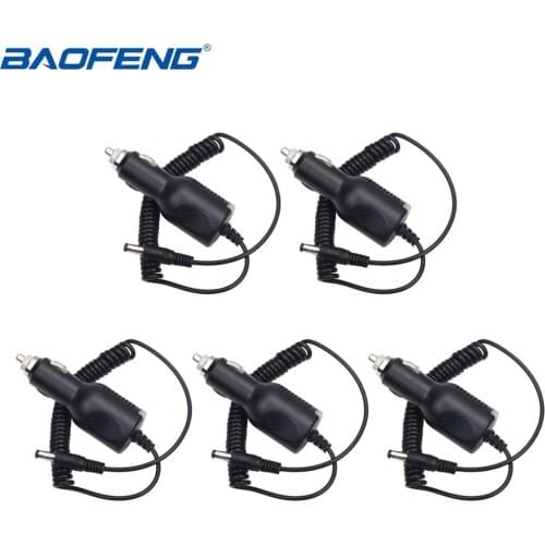 5PCS BAOFENG UV-5R Car Charger Cable Line 12-24V Input For Baofeng UV5R UV-82 UV-9R Plus Walkie Talkie Car Truck
