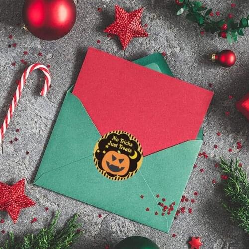 68UE 500 Pcs Round Halloween Label Stickers Pumpkin Present Package Decor Craft Stationery Adhesive Sealing Baking Stickers