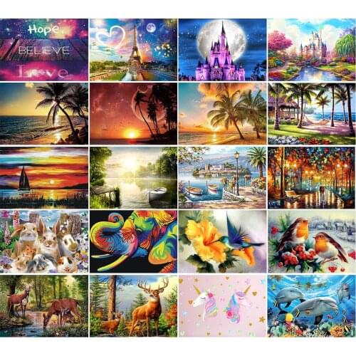 5D diamond painting animal/landscape cross stitch love castle full circle diamond mosaic picture rhinestone embroidery home deco